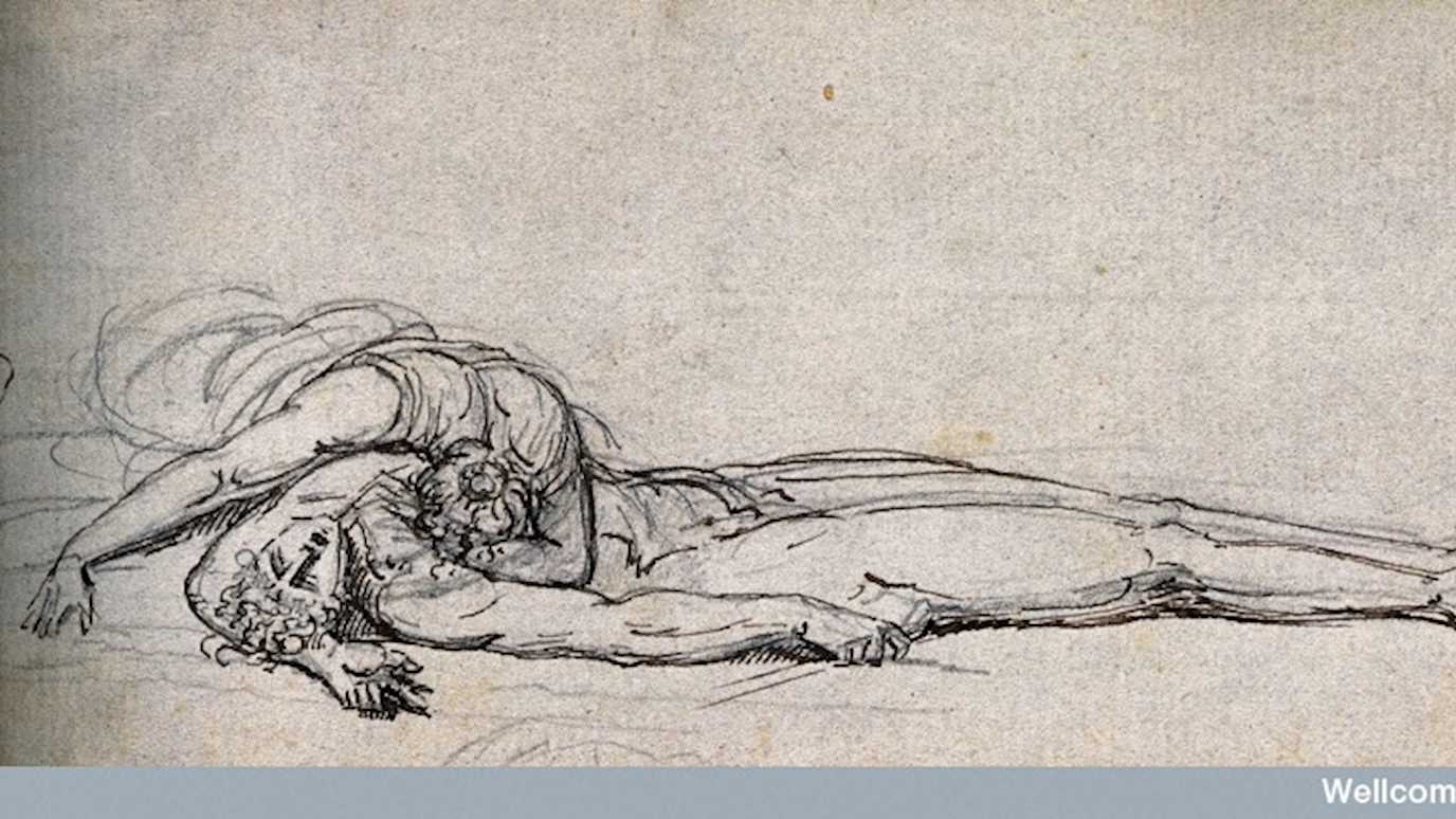 A woman weeping over her dead lover. Drawing, c. 1793, after Johann Caspar Lavater, Thomas Holloway and John Flaxman, Wellcome.jpg