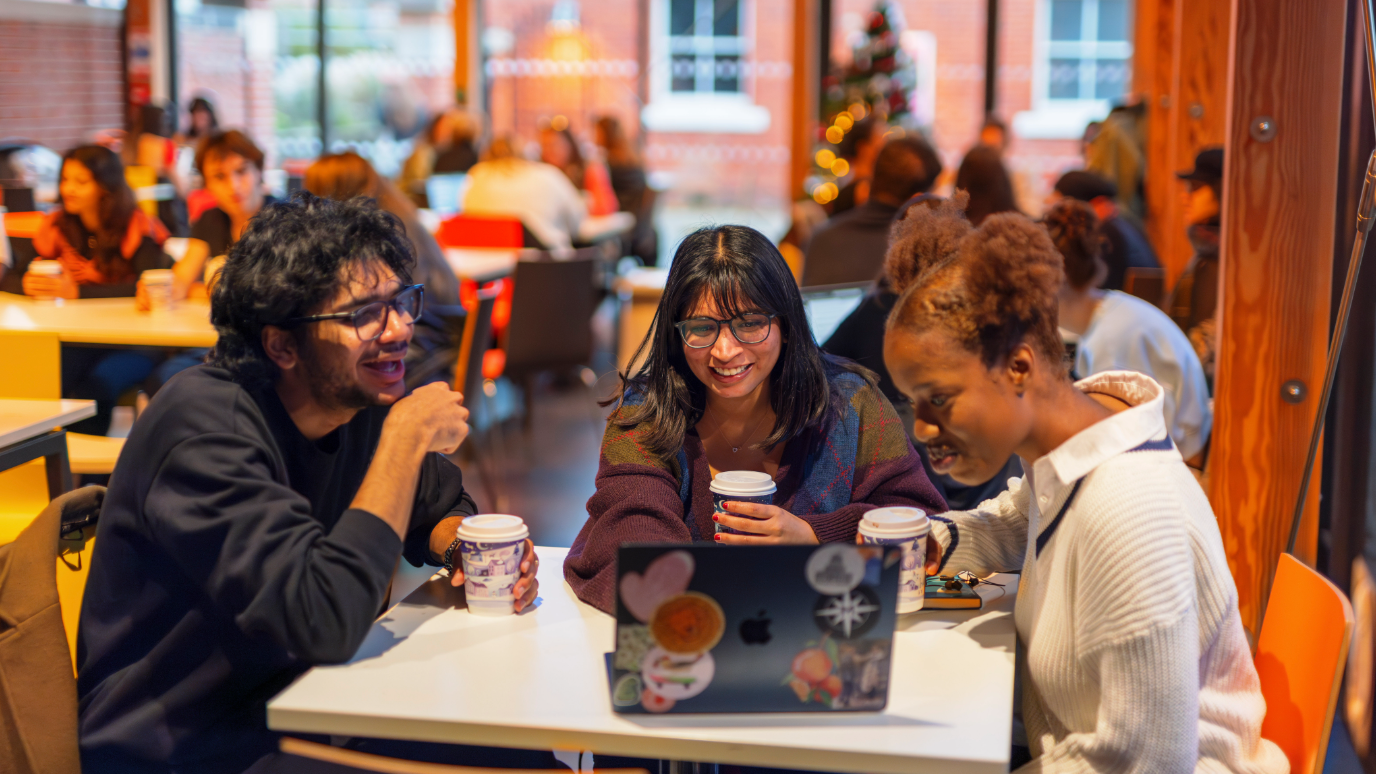 Meeting friends in the Boilerhouse cafe 