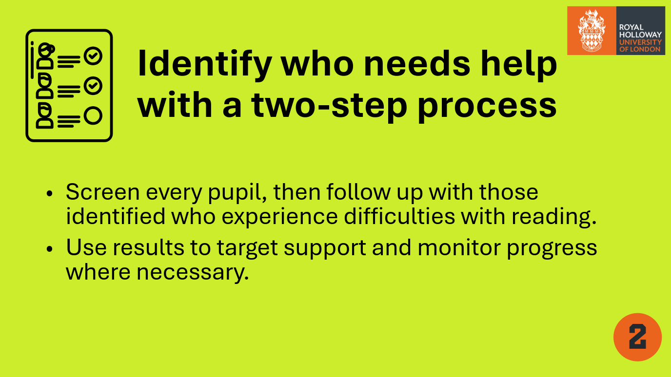 Five lessons for every school infographic Lesson 2 - Identify who needs help with a two-step process